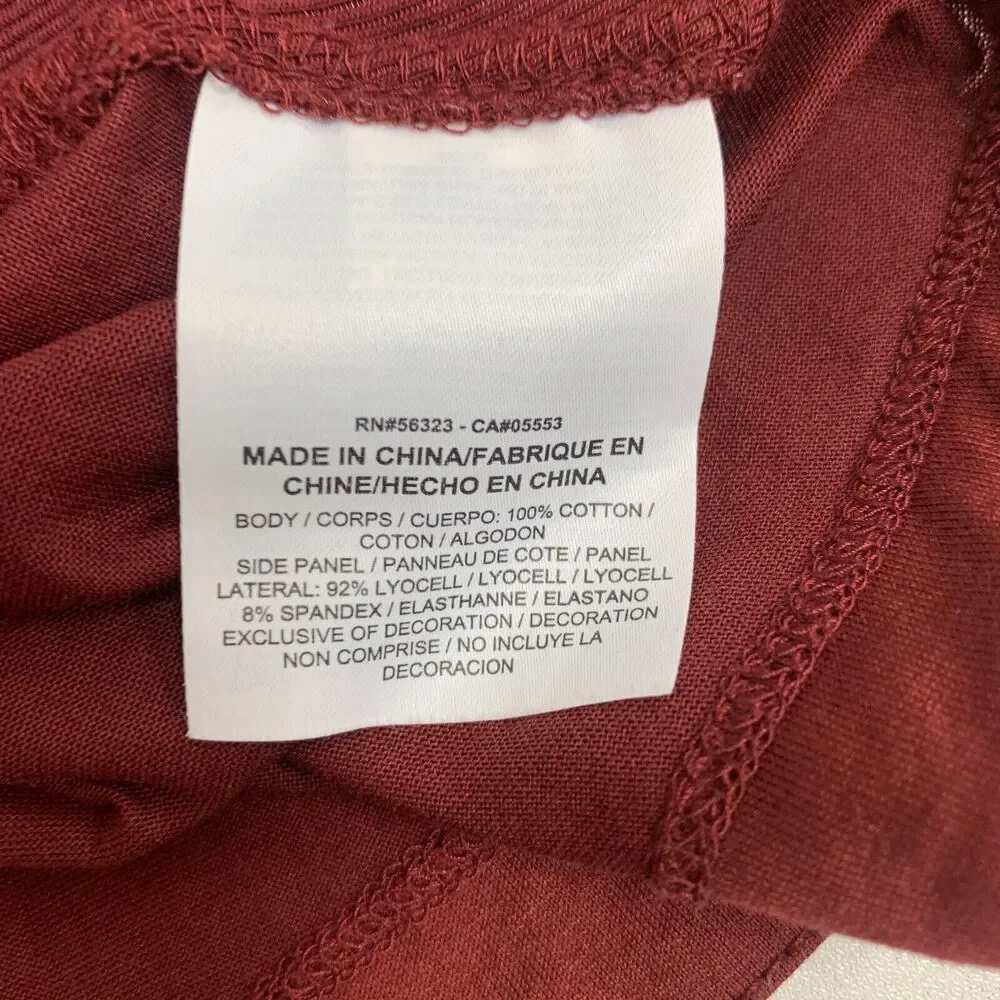 Nike Tank Top Womens L Large Brick Red Low Cut Sleeveless Slant Hem Cotrast